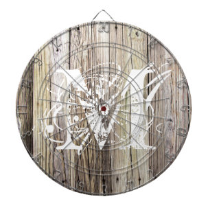 Rustic Wood Monogrammed Dartboard