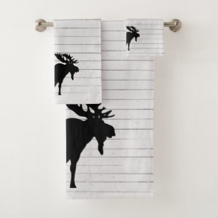 Rustic Wood Moose Bath Towel Set