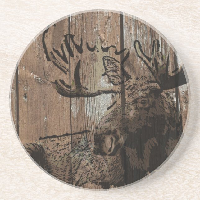 Rustic wood moose coaster (Front)