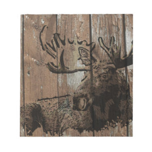Rustic wood moose notepad