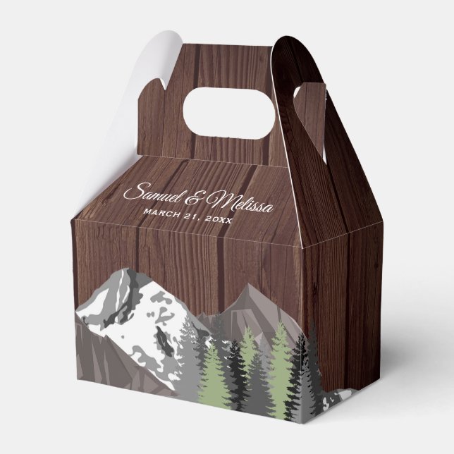 Rustic Wood Mountain Forest Wedding Favour Box (Front Side)