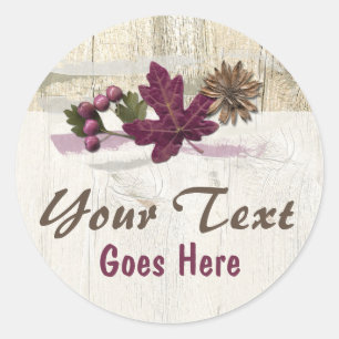 Rustic Wood & Natural Maple Leaf Nature Elements Classic Round Sticker