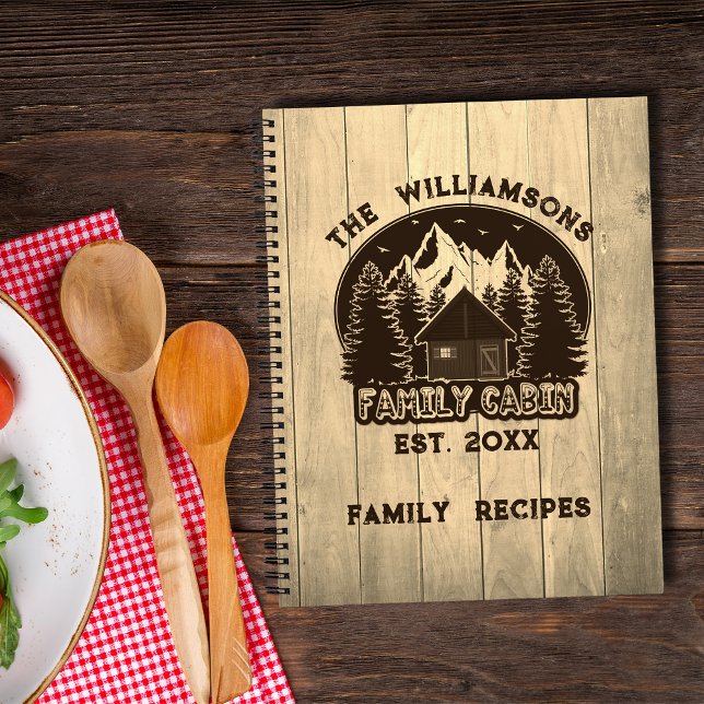 Rustic Wood Nature Family Cabin Recipe Brown Name Notebook (Creator Uploaded)