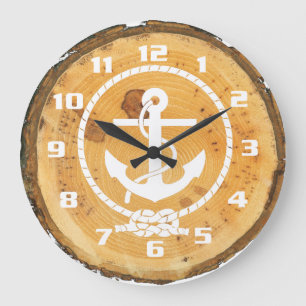 Rustic wood Nautical Anchor Large Clock