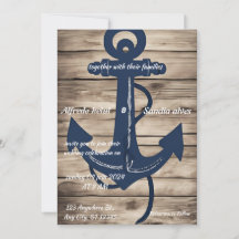 Rustic Wood Navy Blue Anchor Nautical Wedding
