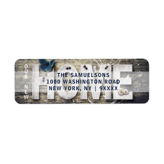 Rustic Wood Our New Home Moving Return Address Label (Front)