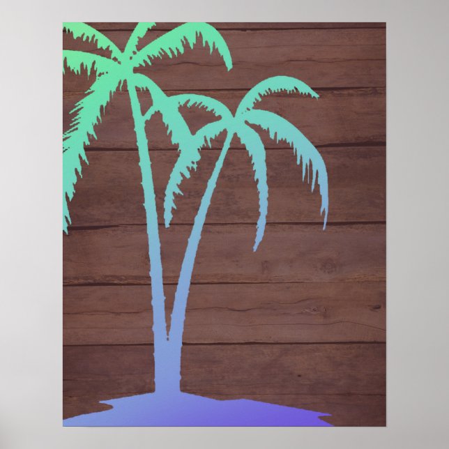 Rustic Wood Palm Tree Poster (Front)