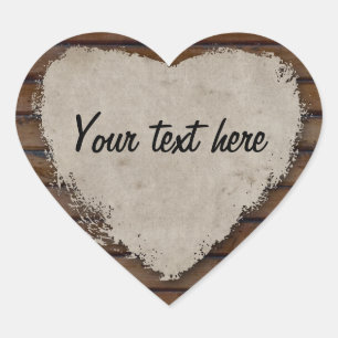 Rustic Wood Parchment Heart Sticker