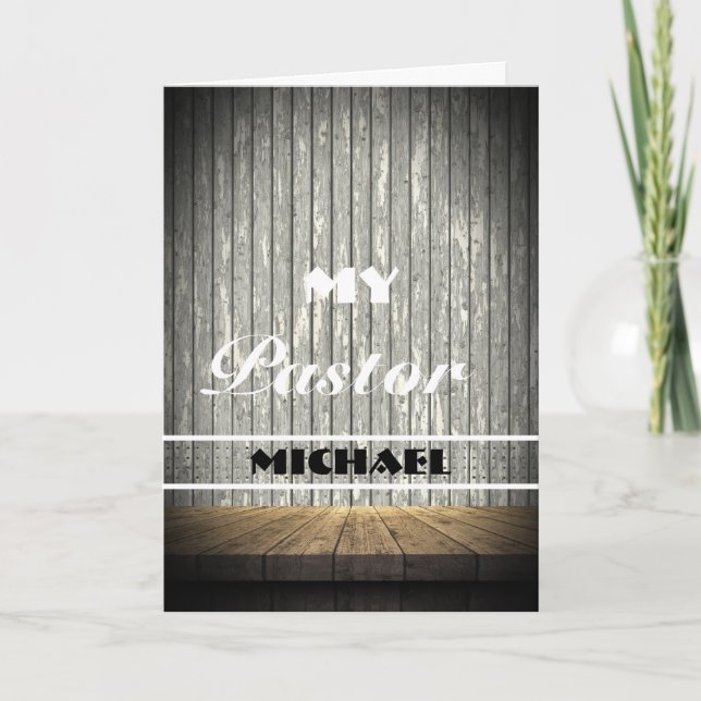 Rustic Wood Pastor Appreciation Card (Front)