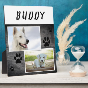 Rustic Wood Paw Print Pet Dog 2 Photo  Plaque