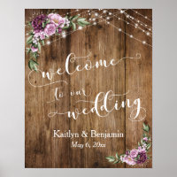 Rustic Wood Peonies & Lights Wedding Welcome
