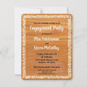 Rustic Wood Personalised Engagement Invitation