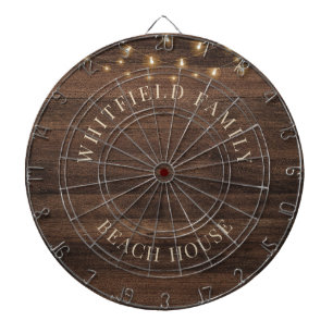 Rustic Wood Personalised Family Beach House Dartboard
