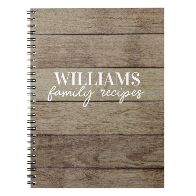 Rustic Wood Personalised Family Recipe Book (Front)