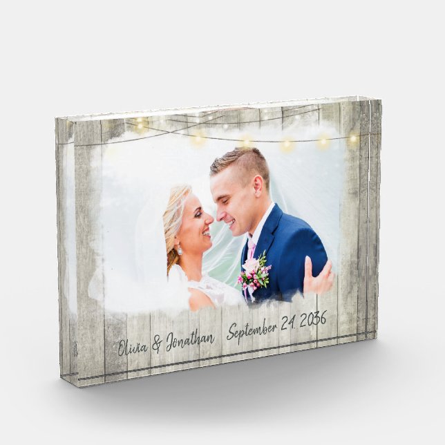 Rustic Wood Personalised Photo Wedding Keepsake (Left)