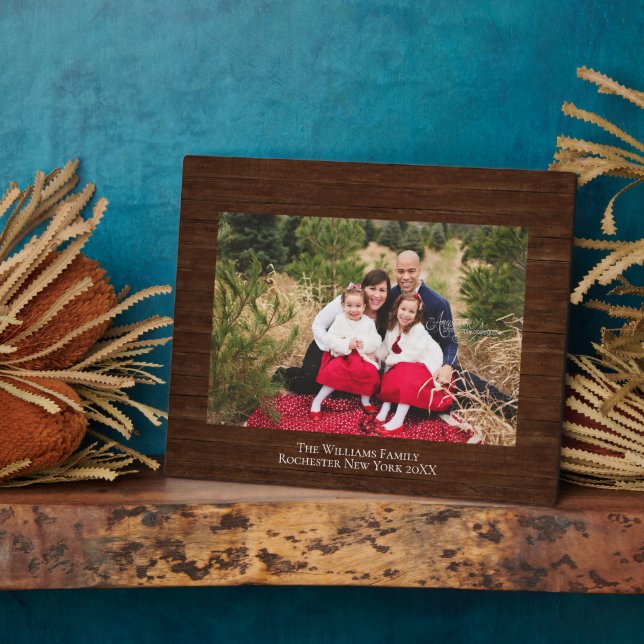 Rustic Wood Personalized Name Photo 8x10 Plaque (Side)