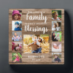 Rustic Wood Photo Collage Family Blessing Quote Plaque<br><div class="desc">Create your own photo collage plaque with 11 of your favourite family pictures. The photo collage helps you treasure your special moments and also makes a thoughtful gift for parents, grandparents and friends. The personalised plaque makes it a perfect gift for all occasions. Add family name and established year. "The...</div>