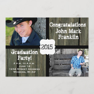 Rustic Wood Photo Graduation Announcement