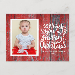 Rustic Wood Photo Merry Christmas Card