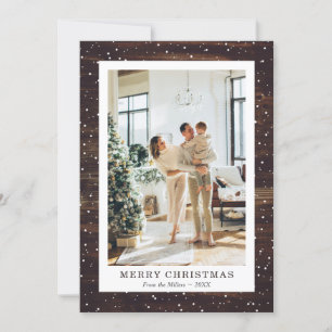 Rustic Wood Photo Merry Christmas Cards