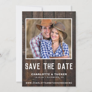 Rustic Wood Photo Save the Date 