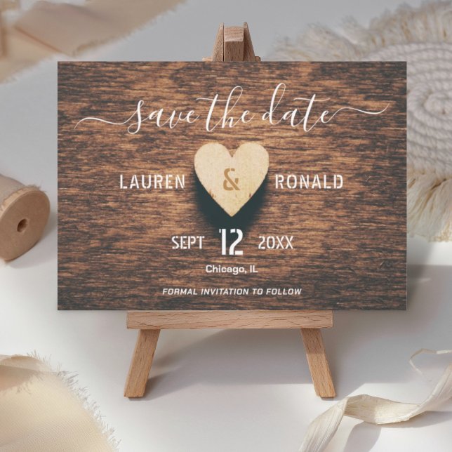 Rustic Wood Photo Save The Date Fall Wedding  Invitation (save the date wood invitation card)