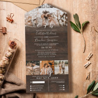 Rustic Wood Photo String Lights Wedding RSVP