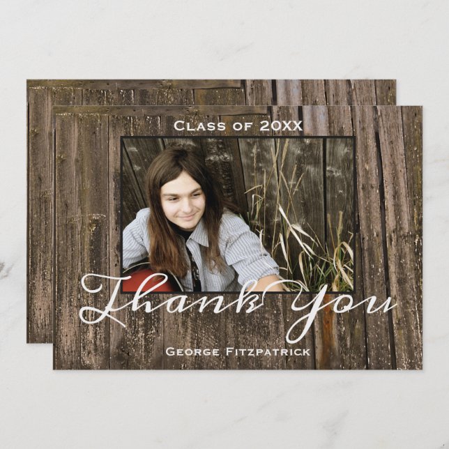 Rustic Wood Photo Template High School Graduation (Front/Back)