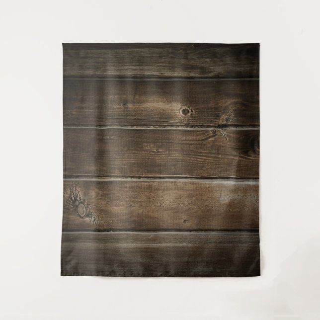 Rustic Wood Photo Textured Wedding Backdrop Tapestry (Front)