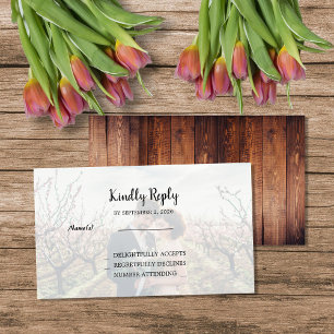 Rustic wood photo Wedding budget RSVP Enclosure Card