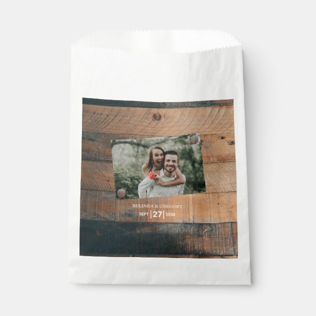 Rustic Wood Photo Wedding  Favour Bag (Front)