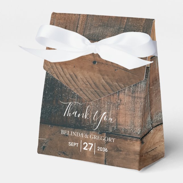 Rustic Wood Photo Wedding  Favour Box (Front Side)