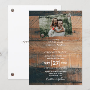 Rustic Wood Photo Wedding Invitations
