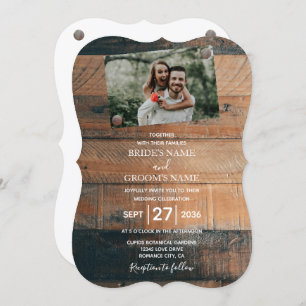 Rustic Wood Photo Wedding Invitations