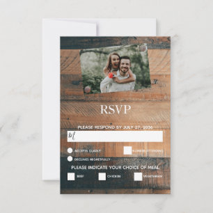 Rustic Wood Photo Wedding RSVP Cards
