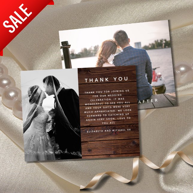 Rustic Wood Photo Wedding Thank You (Creator Uploaded)