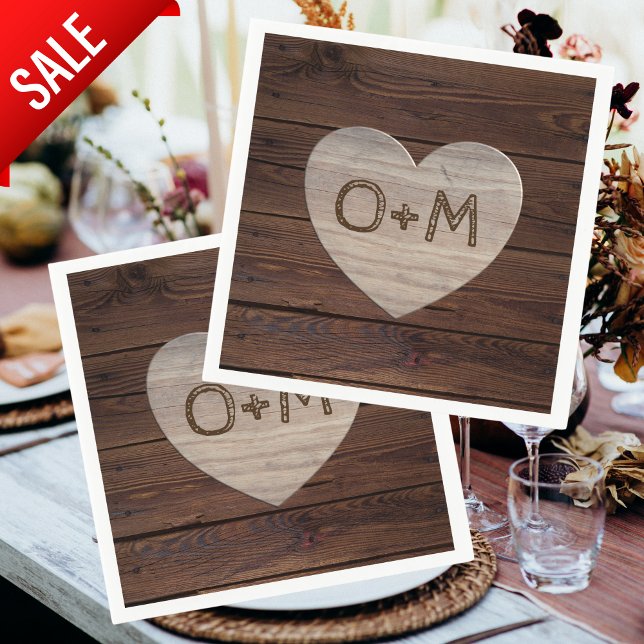 Rustic Wood Photos Monogram Wedding Reception Napkin (Creator Uploaded)