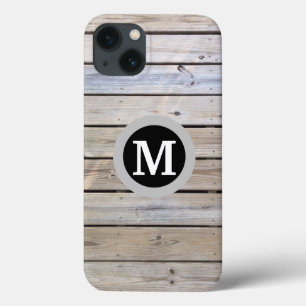 Rustic Wood Plank Monogram iPhone 13 Case