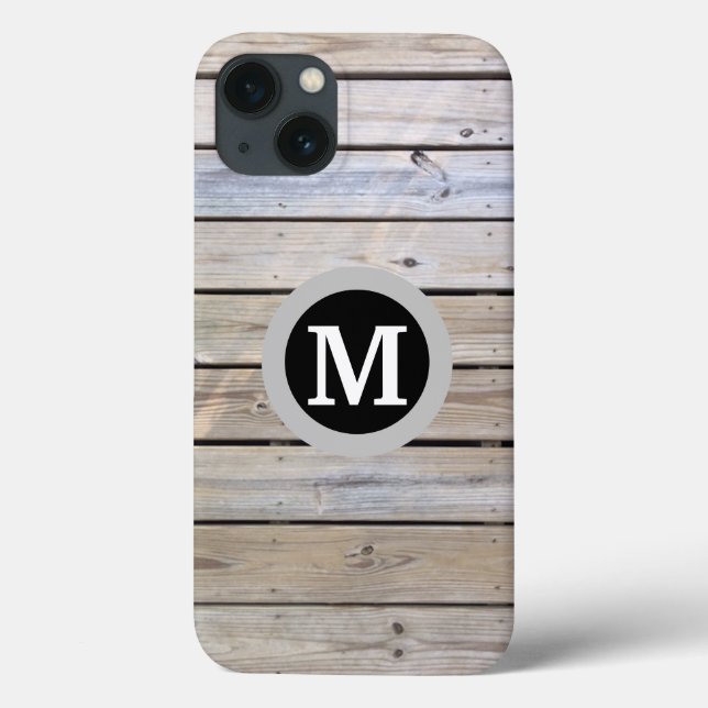 Rustic Wood Plank Monogram Case-Mate iPhone Case (Back)