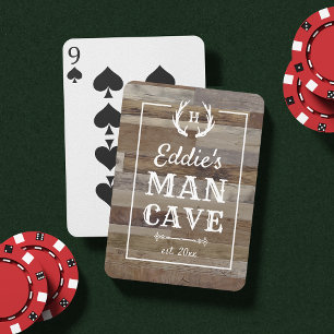 Rustic Wood Plank Personalised Man Cave Playing Cards