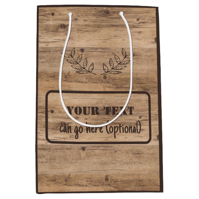 Rustic Wood Plank With Optional Text Gift Bag (Front)