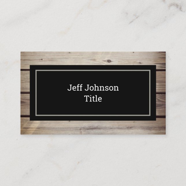 Rustic Wood Planks Black Business Card (Front)