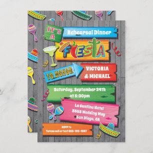 Rustic Wood Planks Mexican Fiesta Party Invitation