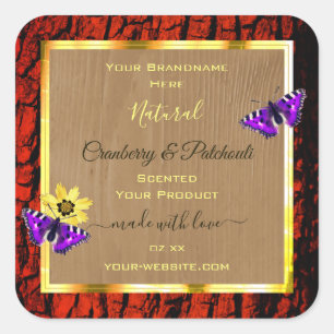 Rustic Wood Product Labels Purple Butterflies Gold
