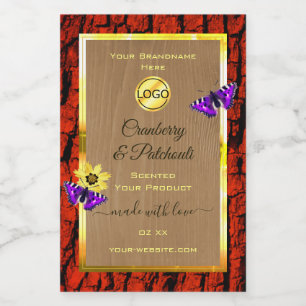 Rustic Wood Product Labels Purple Butterflies Logo