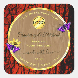 Rustic Wood Product Labels Purple Butterflies Logo