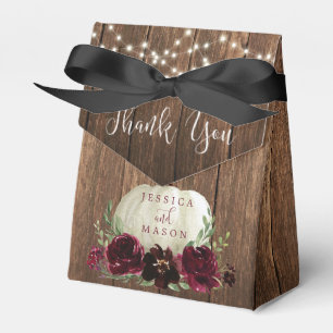 Rustic Wood Pumpkin Wedding Bridal Shower Favour Box