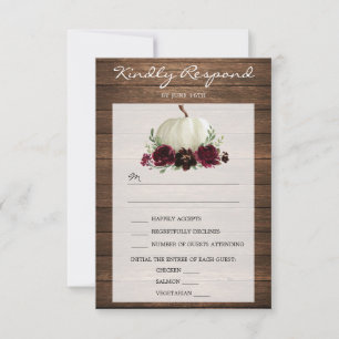 Rustic Wood Pumpkin Wedding RSVP Card