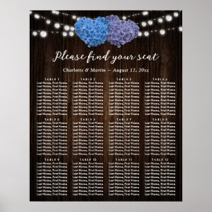 Rustic Wood Purple Blue Wedding Seating Chart 12