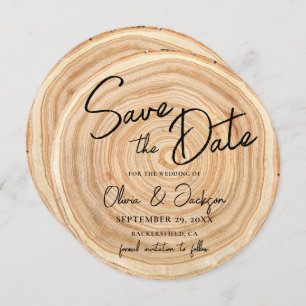 Rustic Wood QR Code Wedding Save the Date Invitation
